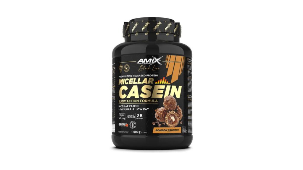 Amix Black Line Micellar Casein 1 kg: - caseína para absorción más lenta de proteínas.